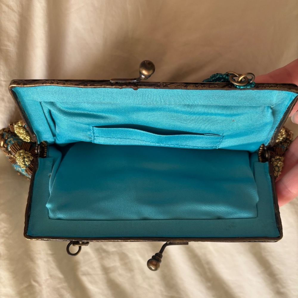 Beaded Brown and Turquoise Purse - Picture 4 of 8